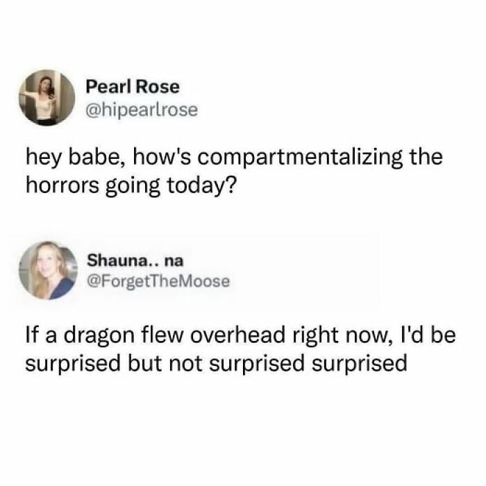 Funny tweets screenshot showing humorous comments about daily struggles and unexpected surprises for a good laugh.