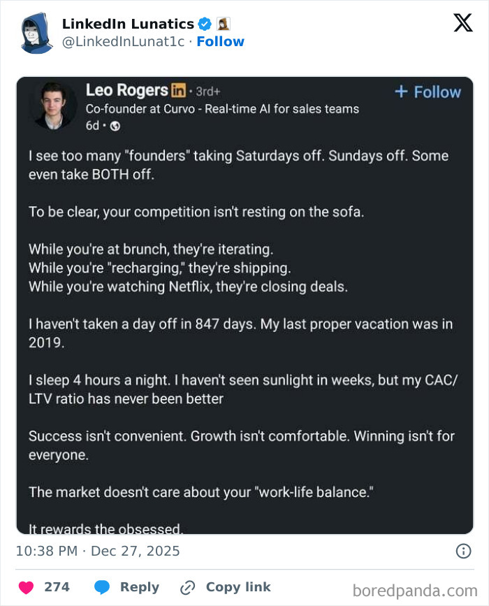 To Be Clear, Your Competition Was Born Rich And Works Maybe One Or Two Days A Month