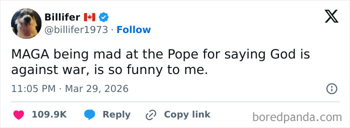 Tweet showing political tension reflecting dystopian themes in the United States with divisive social commentary.