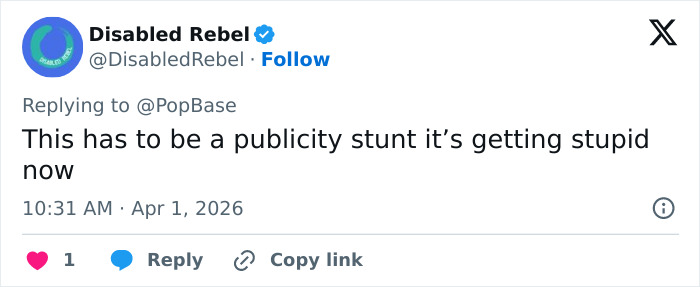 Tweet from Disabled Rebel criticizing a publicity stunt related to stolen KitKat and the new stolen KitKat tracker campaign.