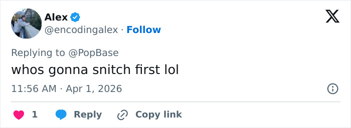 Screenshot of a tweet asking who will snitch first on the stolen KitKat tracker after 12 tons were taken.