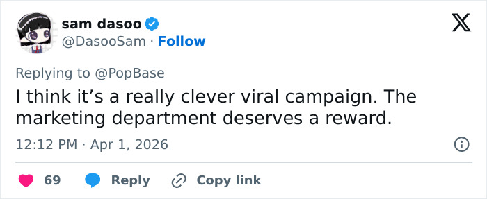 Screenshot of a tweet praising the clever viral campaign marketing after 12 tons of KitKat were stolen.