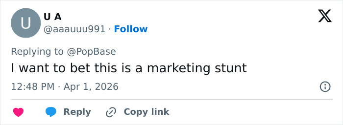 Screenshot of a tweet calling the KitKat stolen tracker campaign a marketing stunt shared on social media.