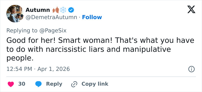 Tweet discussing a smart woman dealing with narcissistic liars and manipulative people amid Harry and Meghan Markle's turbulent dynamic.