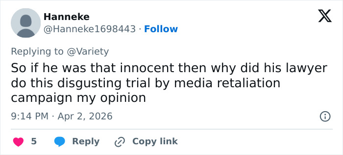 Tweet discutindo a campanha de retaliação da mídia durante a violenta batalha legal de Blake Lively com Justin Baldoni e a decisão do juiz.