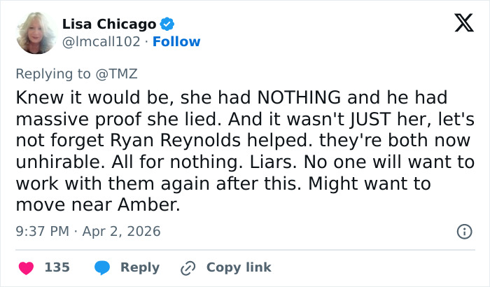 Screenshot of a Twitter reply discussing reactions to Blake Lively's lawsuit against Justin Baldoni and its dismissal.