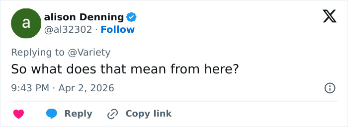 Captura de tela de um tweet respondendo à Variety sobre a violenta batalha legal de Blake Lively com Justin Baldoni e a recente decisão do juiz.