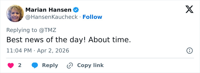 User reply on social media with a profile photo, reacting to Blake Lively's lawsuit against Justin Baldoni dismissal.