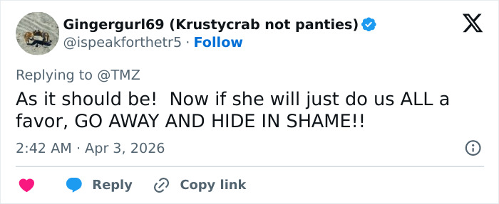 Screenshot of a Twitter reply reacting strongly to Blake Lively's lawsuit dismissal against Justin Baldoni.