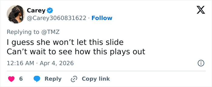 Screenshot of a social media reply expressing curiosity about Blake Lively&rsquo;s scathing lawsuit statement and its outcome.