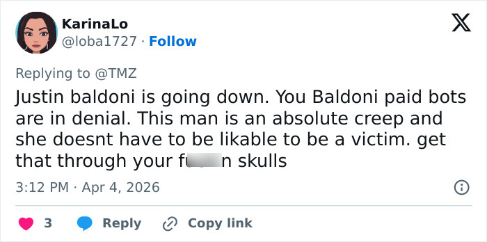 Social media post reacting to Blake Lively's scathing lawsuit statement causing fan frenzy and heated online debates.