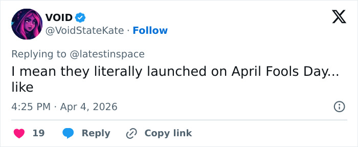Screenshot of a Twitter reply commenting humorously on Artemis II toilet failure and space plumbing issues.