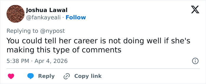 Tweet comment on Kate Beckinsale and Mark Ruffalo discussing her firing and public reactions in an online conversation. Tweet comment on Kate Beckinsale and Mark Ruffalo discussing her firing and public reactions in an online conversation.