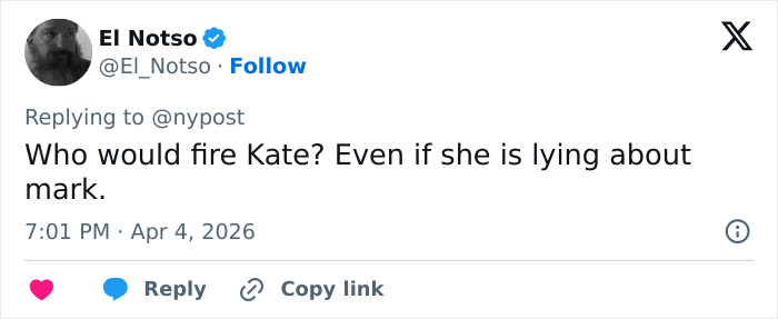 Tweet from user El Notso responding to Kate Beckinsale firing controversy involving Mark Ruffalo’s comments. Tweet from user El Notso responding to Kate Beckinsale firing controversy involving Mark Ruffalo’s comments.