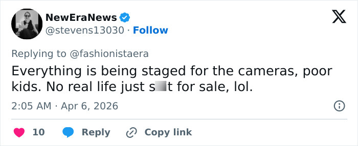 Screenshot of a tweet criticizing Meghan Markle's Easter clip of Archie and Lilibet mentioning staged moments and sad details.