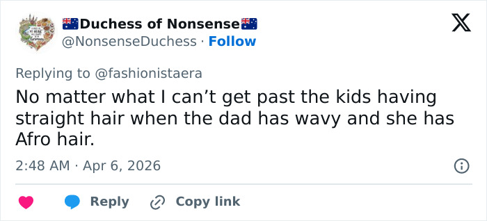 Tweet discussing Meghan Markle's Easter clip of Archie and Lilibet mentioning fans noticing a sad detail about the children’s hair.