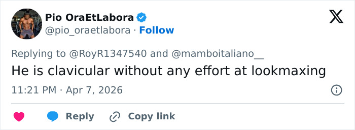 Captura de tela de um tweet discutindo o gostosão da procissão espanhola da Páscoa e sua aparência clavicular natural.