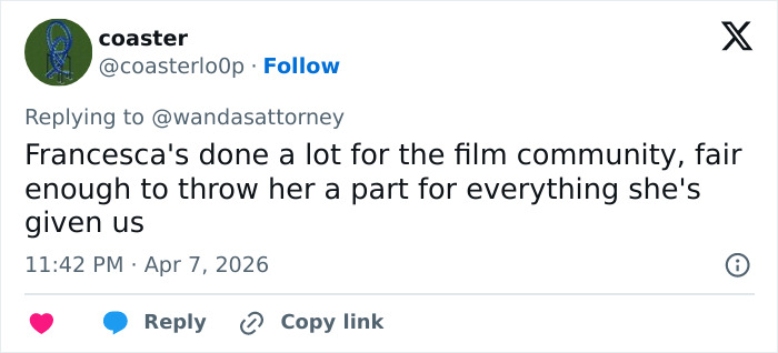 Screenshot of a Twitter reply discussing nepotism in Netflix's new comedy and its impact on the film community.