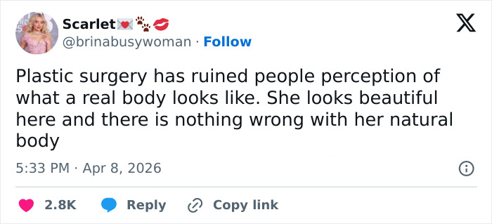 Tweet discussing body shaming debate sparked by Lana Condorâs bold choice for award show red carpet appearance. Tweet discussing body shaming debate sparked by Lana Condorâs bold choice for award show red carpet appearance.