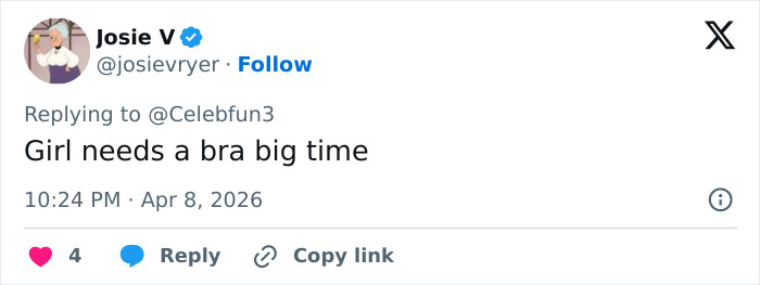 Tweet by Josie V responding to a body shaming comment related to Lana Condorâs award show red carpet appearance. Tweet by Josie V responding to a body shaming comment related to Lana Condorâs award show red carpet appearance.