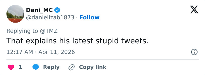 Twitter reply by user Dani_MC commenting on TMZ post about the two 80s icons now in their 60s sparking fan frenzy. Twitter reply by user Dani_MC commenting on TMZ post about the two 80s icons now in their 60s sparking fan frenzy.