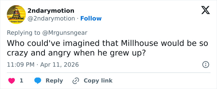 Captura de tela do tweet comentando sobre Millhouse, destacando o intruso de Fairfield visto no vídeo enfrentando o juiz.