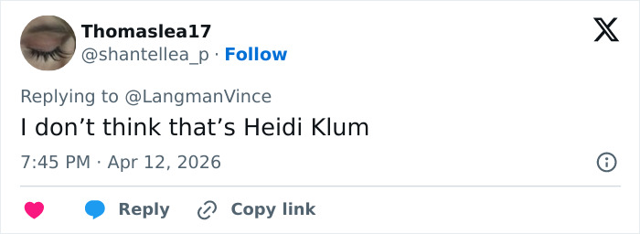 Social media reaction questioning if the unrecognizable Coachella 2026 look is Heidi Klum&rsquo;s altered ego activated.