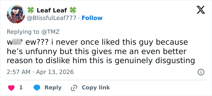 Screenshot of a tweet criticizing Pete Davidson's joke about watching adult content after having a daughter.