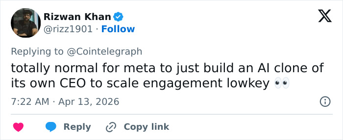 “Like A Horror Movie”: Meta Faces Backlash Over Plan To Create Photoreal AI Clone Of Mark Zuckerberg “Like A Horror Movie”: Meta Faces Backlash Over Plan To Create Photoreal AI Clone Of Mark Zuckerberg