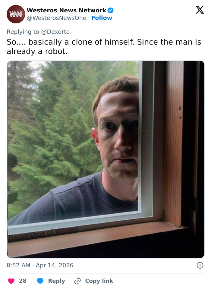 “Like A Horror Movie”: Meta Faces Backlash Over Plan To Create Photoreal AI Clone Of Mark Zuckerberg “Like A Horror Movie”: Meta Faces Backlash Over Plan To Create Photoreal AI Clone Of Mark Zuckerberg