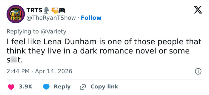 Screenshot of a tweet discussing Lena Dunham making disturbing accusations against Adam Driver from the Girls set.