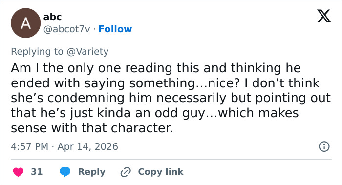 Tweet discussing Lena Dunham&rsquo;s disturbing accusations against Adam Driver related to their time on Girls set.
