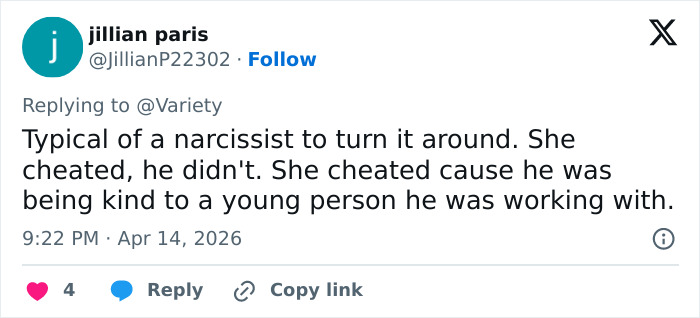 Screenshot of a social media reply criticizing Lena Dunham amid peak main character syndrome controversy.