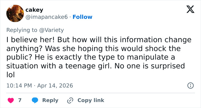 Screenshot of a Twitter reply discussing Lena Dunham and peak main character syndrome controversy.