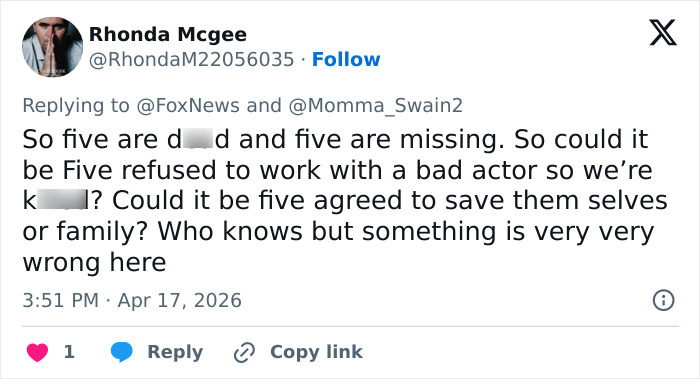 Tweet discussing a string of missing or deceased scientists, raising concerns about suspicious circumstances.