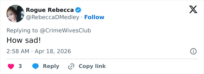 Captura de tela de um tweet expressando tristeza pelos restos mortais de uma mãe desaparecida, encontrados por caminhantes mais de um ano após o desaparecimento.