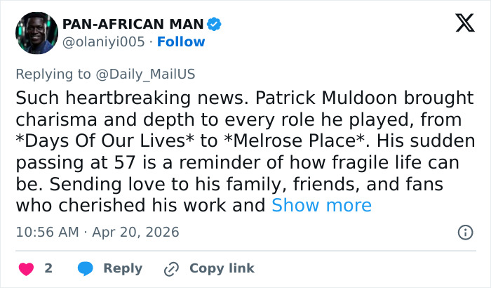 Os horríveis momentos finais da estrela de 'Melrose Place', Patrick Muldoon, revelados pela família