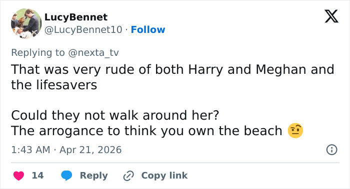 Meghan Markle e Príncipe Harry ofuscados durante visita à praia de Bondi depois 