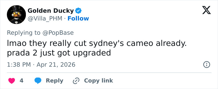 "That's What She Gets For Being MAGA": Sydney Sweeney's Removal From 'Devil Wears Prada 2' Spurs Speculation