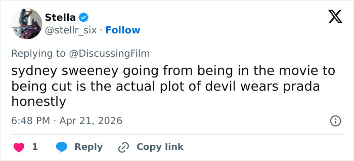 "That's What She Gets For Being MAGA": Sydney Sweeney's Removal From 'Devil Wears Prada 2' Spurs Speculation