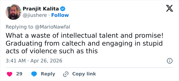 A screenshot of a social media post expressing disappointment over a California teacher involved in violence.