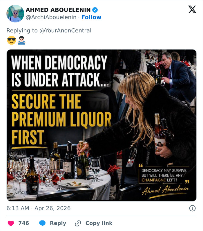 Mulher criticada por ato bizarro em meio ao caos após ataque em jantar de correspondentes na Casa Branca