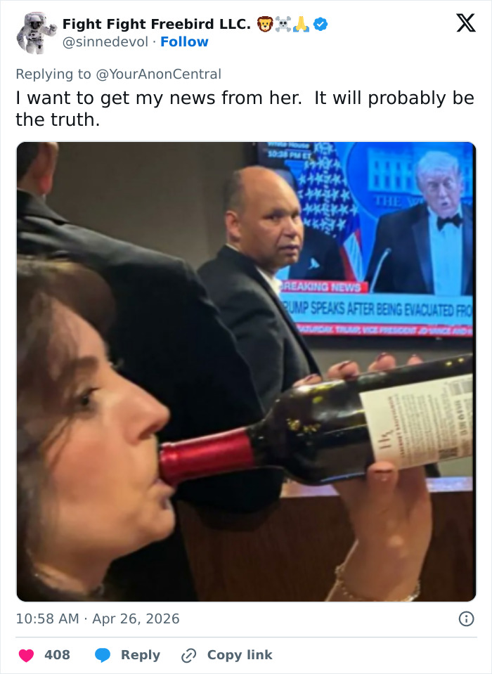 Mulher criticada por ato bizarro em meio ao caos após ataque em jantar de correspondentes na Casa Branca