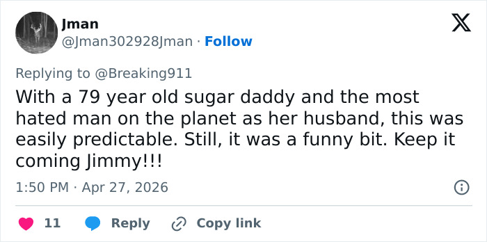 Melania Trump Blasts ‘Coward’ Jimmy Kimmel Over Monologue Delivered Days Before WHCD Attack