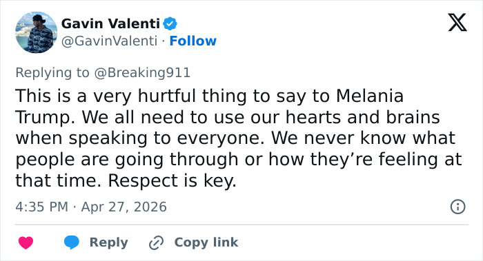 Melania Trump Blasts ‘Coward’ Jimmy Kimmel Over Monologue Delivered Days Before WHCD Attack