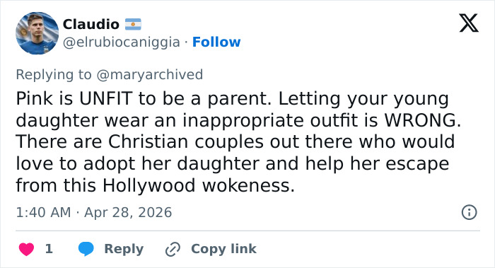 Pink Under Fire Over 14YO Daughter Willow's "Inappropriate" Red Carpet Look