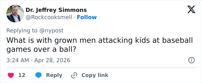 A fúria explode depois que um homem agarra o beisebol de uma jovem, o repórter restaura a justiça