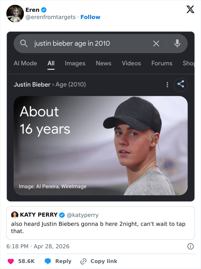 Katy Perry's Comment About Justin Bieber In 2010 Horrifies Fans After They Learn How Old He Was