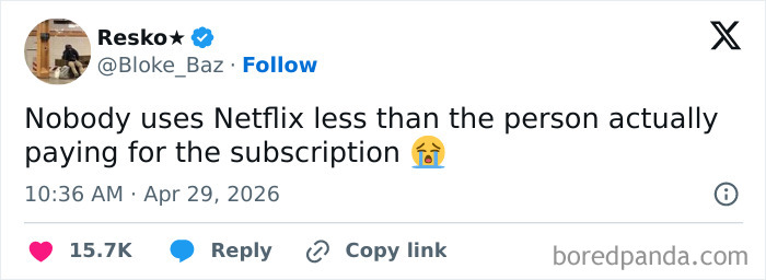 A tweet about Netflix use, part of a collection of hilarious tweets inspired by warm spring weather and sunny days.
