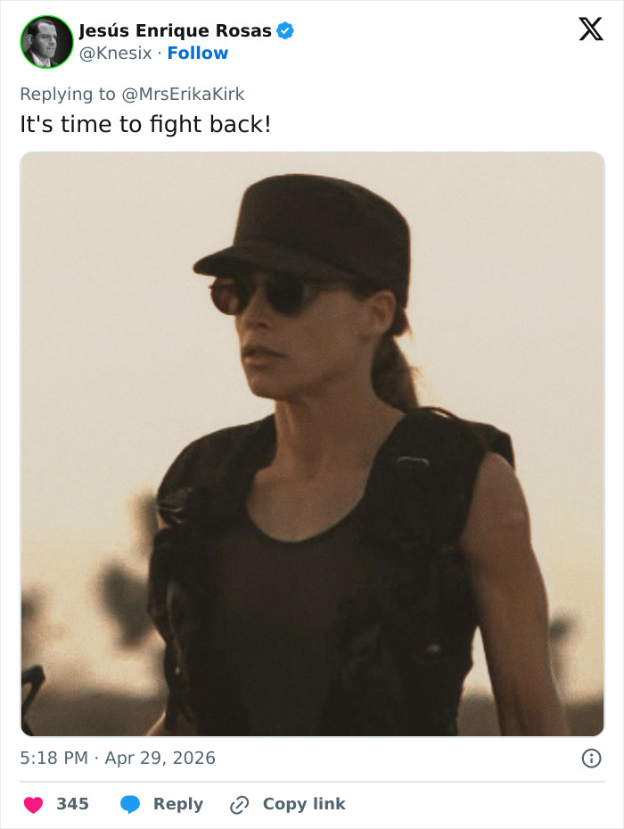 “Vestida como Sarah Connor em Terminator 2”: Erika Kirk quebra o silêncio após ataque WHCD